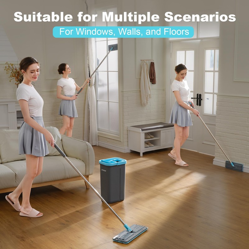 JOYMOOP Mop and Bucket Set with Wringer, with 3 Reusable