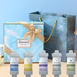 Vitamin C Shower Filter for Hard Water Filter Shower Replacement Cartridge Remove Chlorine Fluoride Heavy Metals Skin Condition Protects Hair Lemon Lavender Jasmine White Tea Ocean Christmas Gift Set