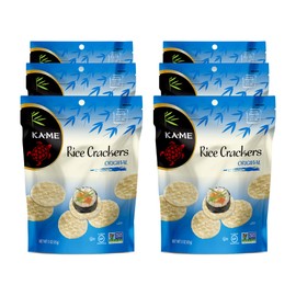 Ka-Me Gluten-Free Rice Cracker, 3.0 Oz. Pouches, 6 Pack (400401), Original, 18 Oz