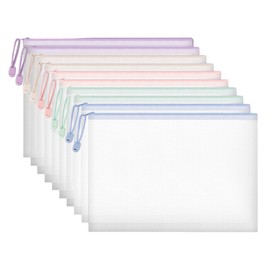 Zippered File Bags, A4, Translucent, 10 Pieces, Mesh, File Bags, Zipper, File Case, PVC, Contact Bag, Receipt File, Office Supplies, Waterproof, Document File, Functional, Zipper File Bag, For Work,