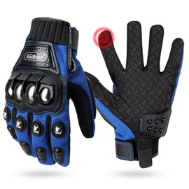 Motorcycle Gloves Air Flow Steel Knuckle Touchscreen BMX MX ATV MTB Motocross Dirt Bike Racing Downhill Tactical Gloves (Blue, Large)