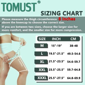TOMUST Full Leg Compression Sleeve (Pair), Thigh Support, Calf Protect, Anti Slip Long Knee Brace for Joint Pain, ACL, MCL, Meniscus Tear, Arthritis, Tendonitis, Running, Basketball, Football, M
