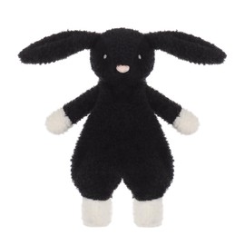 Apricot Lamb Bunny Snuggler Blanket Soft Loveys for Babies, Security Blanket for Baby Boy and Girl, 10.3 Inches for Infant and Toddlers (black)