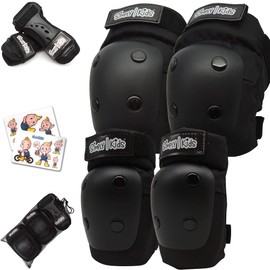 Simply Kids Equipo de Protección para Patinar I Rodilleras y Coderas para Niño, Niña, Mujer I Protecciones para Patinar I Rodilleras para Patinar, Bicicleta, Patinaje I Muñequeras para Patinar (Negro, M)