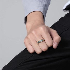 Hmooy Stainless Steel Spinner Ring, Moon Star Rotatable Luminous Ring Fidget Rings for Anxiety Stress Relieving Engagement Wedding Promise Ring for Women Men Size 7-11 (Black, 7)