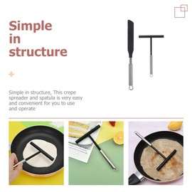 Luxshiny Crepe Spreader and Spatula Kit T-Shaped Stainless Steel Crepe Spreader Tool Professional Crepe Bread Maker Pancake Spatula Set