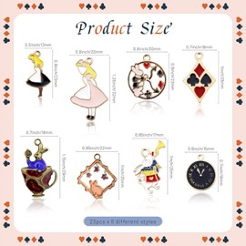 JIALEEY - Colgante de corona de Alicia en el país de las maravillas chapado en oro, 19 unidades, para hacer collares, pulseras, joyas y manualidades, aleación, Esmalte