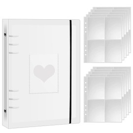 Hoxfly A5 Binder Photo Card Album, 3 Inch Kpop Photo Album Holder, Photocard Binder Kpop, Pack of 10 Photo Sleeves Photo Clear Pockets, 6 Ring Binder Photocard Binder, Plastic Binder, Waterproof