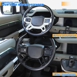 ABS Black Car Steering Wheel Decoration Frame Trim Compatible with Land Rover Defender 90 110 130 2020-2025 Steering Wheel Button Frame Cover
