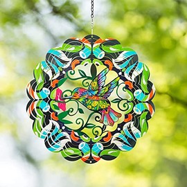 Hummingbird Metal Wind Spinners - Hummingbird Gifts for Women Mom Grandma Wife, Hanging Wind Spinner for Outdoor & Indoor Decorations, 12 inch Wind Spinner for Christmas Ornament Gifts
