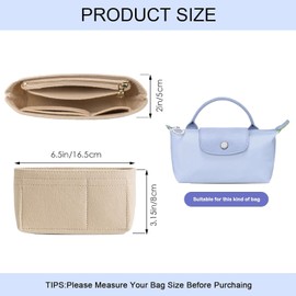 Purse Organizer Insert,Handbag Storage Bag,Processing Inner Pocket,Multi-pocket Storage Compartment,Fits Mini Size(Beige 16.5 * 5 * 8cm)