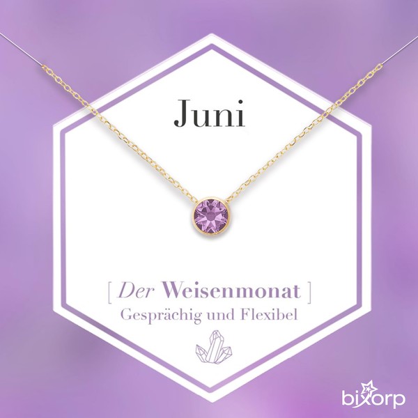 Bixorp Birthstone Necklace with Cubic Zirconia Pendant - Stainless Steel