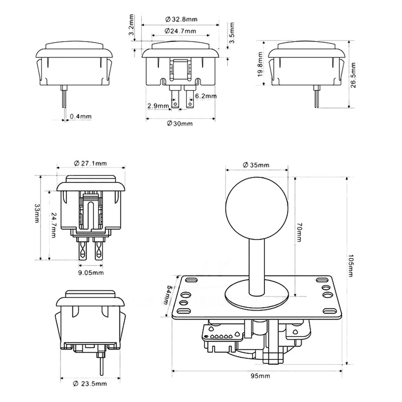 DIY USB Controller Computer Rocker Game Stick Joysticks with Control