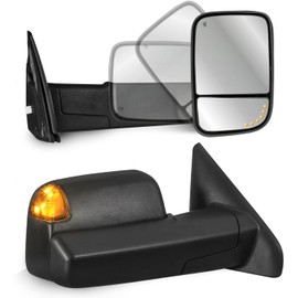 MOSTPLUS 2PCS Power Heated Towing Mirrors Compatible for 02-09 Ram Flip Up Left Right Pair w/Arrow Light and Turn Signal Light