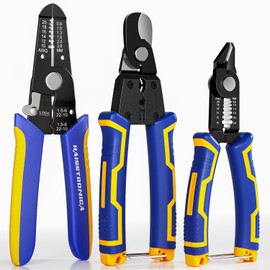 haisstronica Wire Stripper Tools Set for DIY,10-20AWG,3 Pack Manual Wire Stripper & Flush Cutters & Cable Cutters for Wire Stripping, Cutting, Crimping, Cable Skinning