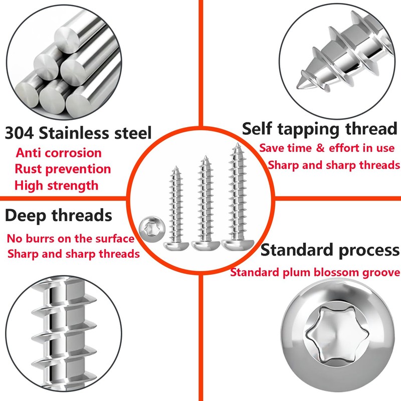Qrity Pack of 100 M4 x 35 mm Self-Tapping Screws,