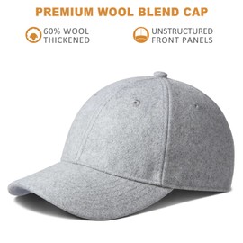 GADIEMKENSD Winter Baseball Caps Unstructured Wool Dad Hat Warm Trucker Hats Work Cap Workout Thick for Mens Womens Woolen Cap Light Gray