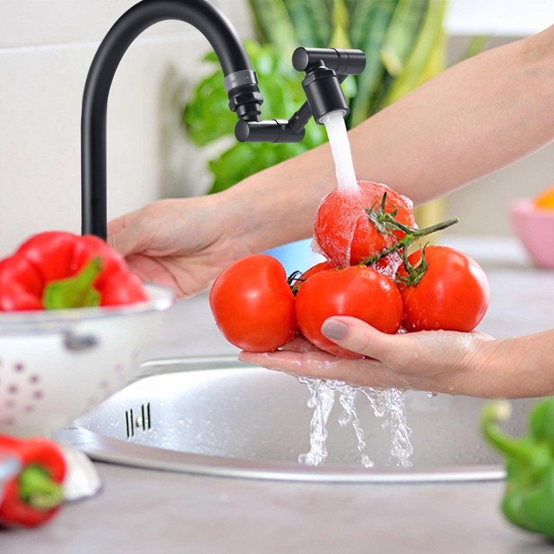 BAGNOLUX Brass 1080° Swivel Black Faucet Extender for Bathroom Sink,
