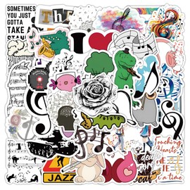 50 Pcs Music Stickers for Kids Teens Adults Boys Girls Gift,Stickers Pack for Laptop,Skateboard,Luggage,Car,Bike, Cup,Computer,Water Bottle Decor,Music Vinyl Waterproof Sticker Decals