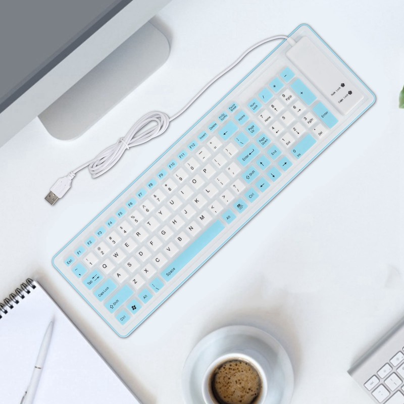 Foldable Silicone Keyboard 103 Keys USB Wired Silicon Foldable Waterproof