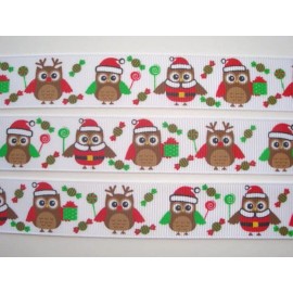 7/8 CHRISTMAS CANDY HOOTS LOLLIPOPS & PRESENTS GROSGRAIN RIBBON OWL 4 HAIRBOW