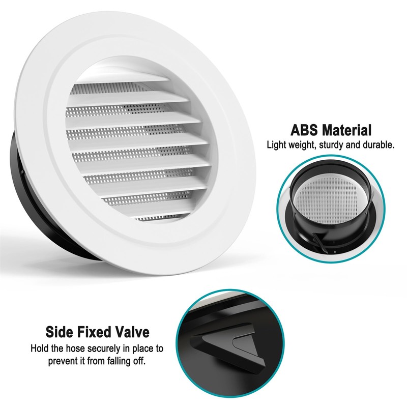 HG Power 6 Inch Round Air Vent, ABS Louver Grille