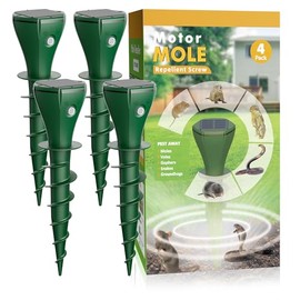 Mole Repellent Solar Powered for Lawns,Waterproof Gopher & Groundhog Repellent with Variable Sonic Vbration,Easy Twist Stakes for Yard & Garden,Get Rid of Voles Snakes