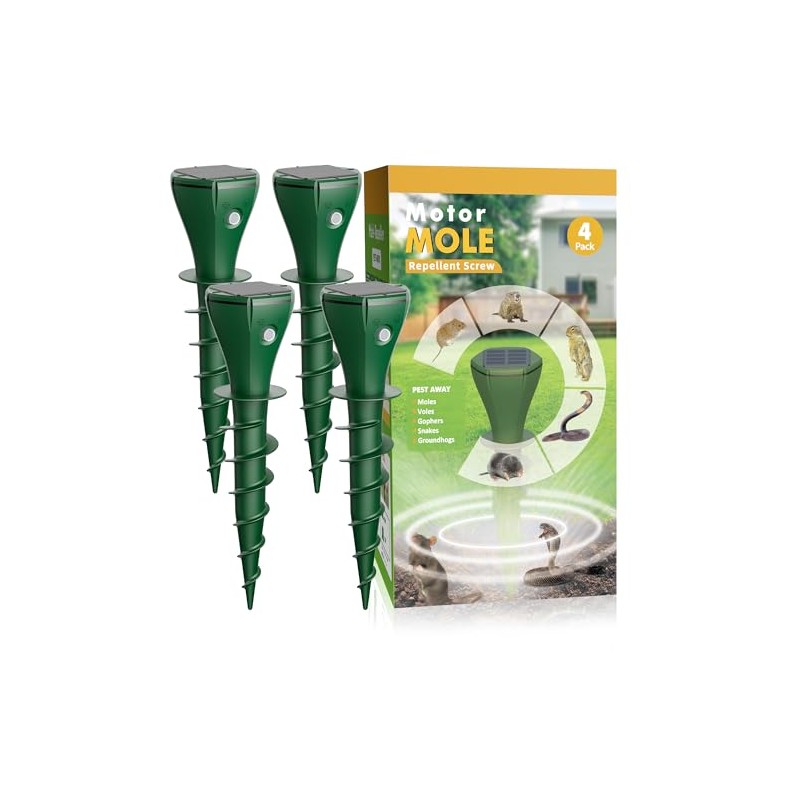 Mole Repellent Solar Powered for Lawns,Waterproof Gopher & Groundhog Repellent