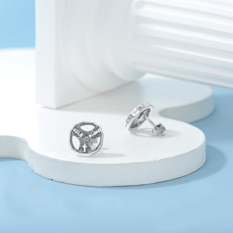 Weight Lifting Dumbbell Earrings Sterling Silver Weight Lifting Plate Earrings