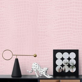 Fititem Pink Wallpaper Peel and Stick Crocodile Wallpaper 3D 78.7”×17.3”