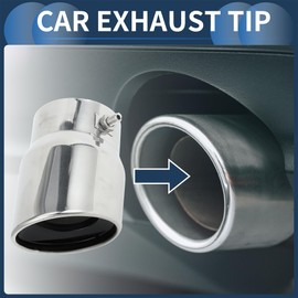 INFINAUTO Roll Edge Exhaust Tip Rear 2.8" Inlet 3.5" Outlet 4.8" Length for Car Tailpipe Stainless Steel Silver Tone Bolt on