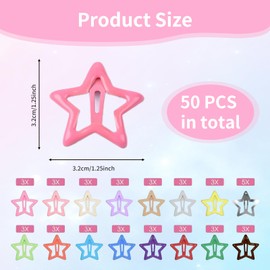 50 Pcs Star Clips Colourful Star Hair Non-Slip Small Stars Snap Hair Clips Metal Cute Stars Hairclip Accessories, Hair Clips for Girls Women