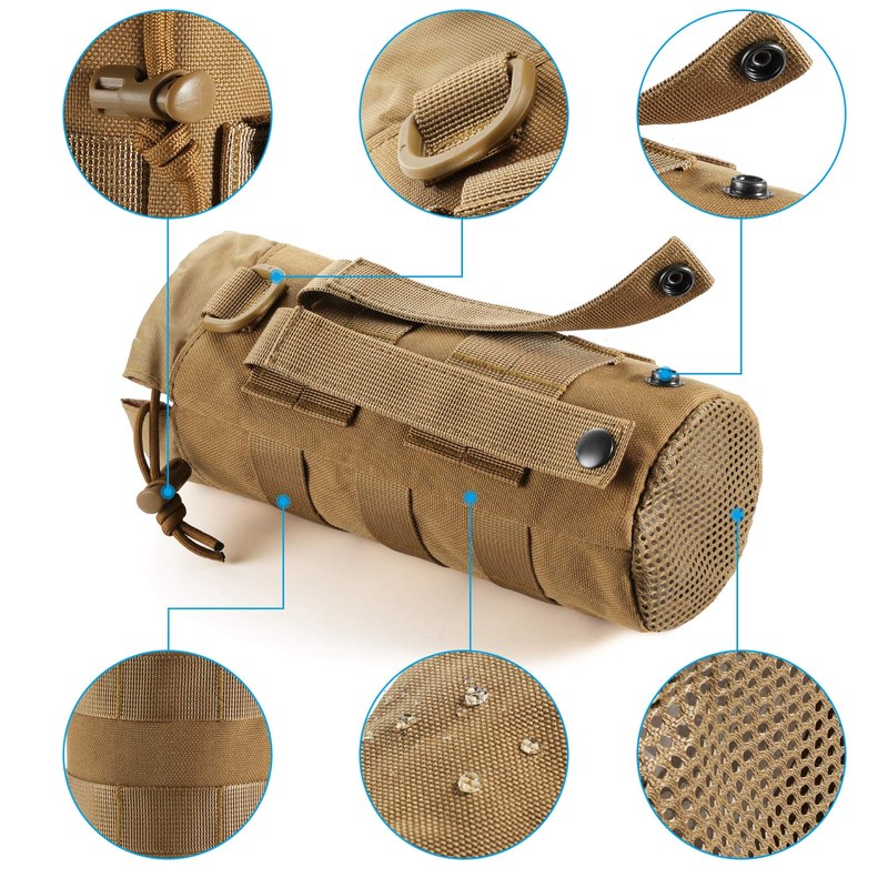 FRTKK Tactical MOLLE Water Bottle Pouch with Drawstring Open Top