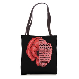 I Wear A Little Poppy Flower Red Memorial Day Patriotic Tote Bag