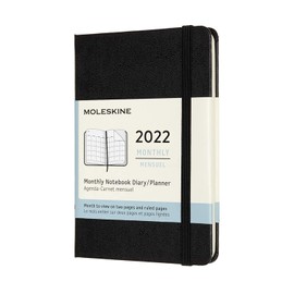 Moleskine Monthly Planner 2022, 12-Month Diary, Monthly Notebook with Hard Cover, Pocket Size 9 x 14 cm, Colour Black, 128 Pages