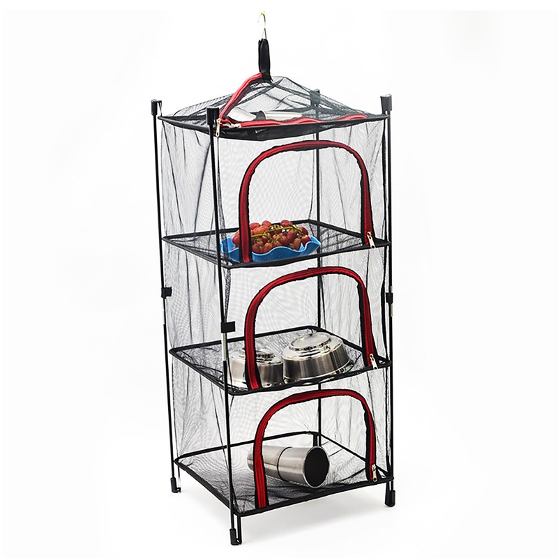 3 Layer Hanging Mesh Rack Foldable Multifunction Portable Foldable Drying