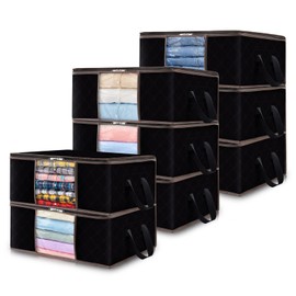 Lifewit 8 Pack Clothes Storage Bag, Foldable Storage Bin, Closet Organizer with Reinforced Handles, Durable Fabric, Clear Window for Towels, Sweaters, T-shirts, Gray