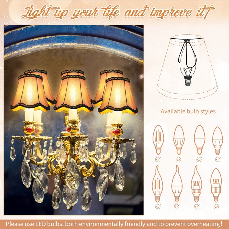 Riakrum 10 Pcs Shades for Chandeliers European Small Lamp Shade
