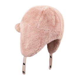Clakllie Ushanka Trapper Cap with Earflaps Russian Hat for Women Winter Bomber Hat Trooper Hat Warm Ski Hunting Cap,Pink