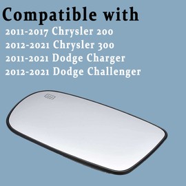 Charger Driver Side Heated Mirror Glass Compatible with 2011-2021 Dodge Challenger Charger Chrysler 200 300 Left Power Heated Convex Mirror Glass 68101147AA