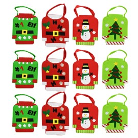 Black Duck Brand Set of 4 Ugly Sweater Style Felt Christmas Bag! Perfect for Kids Parties, Costumes, and Goodie Bags! (12 Bags)