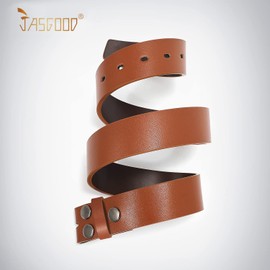 JASGOOD Mens Leather Belt for Buckle,Snap Buckle Replacement Leather Strap,Black Without Buckle(B-Dark Brown)
