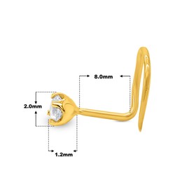 Poshadime 1.7mm Lab-Grown Diamond Nose Ring in 14K Yellow Gold Nose Stud in 20 Gauge - Diamond Nose Stud For Women - Color G-H, Clarity VS-SI