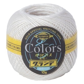 Olympus Emmy Grande Colors Lace Yarn, Fine Line, COL. 800 Off-White, 0.3 oz (10 g), Approx. 16.3 ft (44 m)