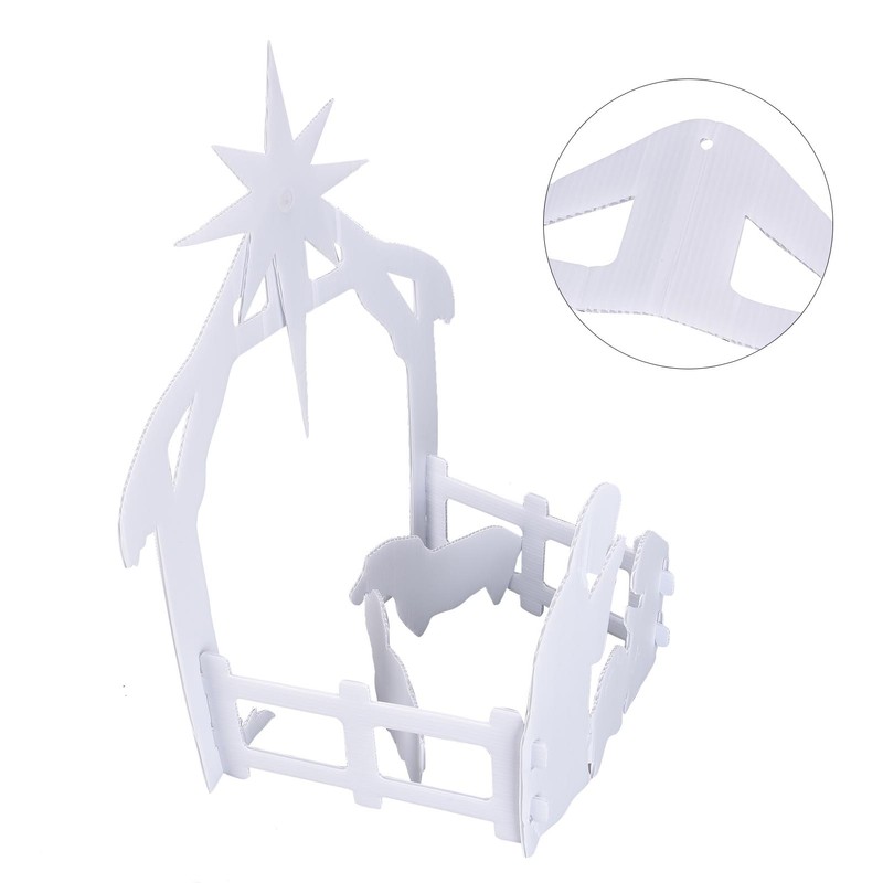 44x27x5cm Christmas Jesus Scene White PP Hollow Board Outdoor Nativity