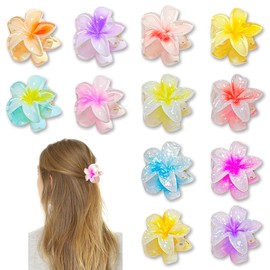 Pack of 12 Flower Hair Clips, Flower Hair Clips, 4 cm Size Hair Clip, Flower, Thin, Thick, Curly Hair for Women, Small Hair Clips, Non-Slip Hair Clips for Women, Hair Jaw Clips