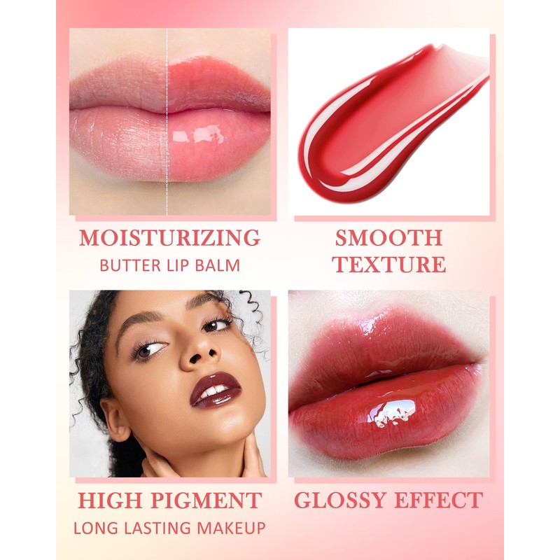 Brown Lip Butter Balm Vanilla Beige,Hydrating Tint Butter Lip Gloss,Sheer