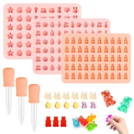 Gummibärchen Selber Machen Set,Gummibärchen Form,Schokoladenformen Silikon,Süßigkeiten-Backform,Silikon Pralinenformen,Bonbonform Silikon mit Tropfern,Mini Silikonform Eiswürfelformen für Gelee