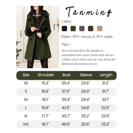 Tanming Women's Warm Double Breasted Wool Pea Coat Trench Coat Jacket with Hood (Armygreen-M)