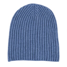 Shorts of Hawick Men's Ribbed 100% Cashmere Beanie Hat - Denim Blue - Made in Scotland by Love Cashmere